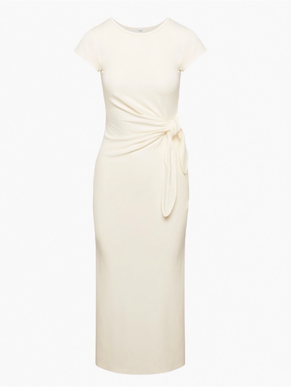 Aritzia Tie-Waist Short Sleeve Midi Dress - ivory size small